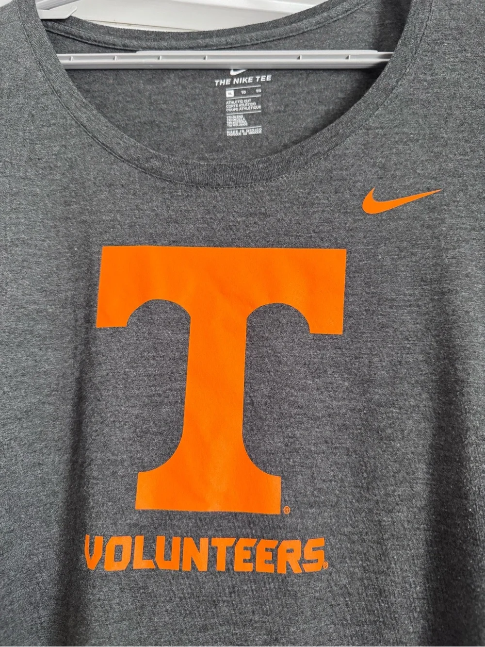 Nike Heather Gray Tri-Blend Athletic Tee with Orange Tennessee Logo